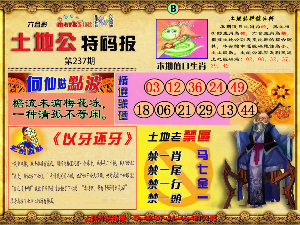 2024237期土地公特码报B