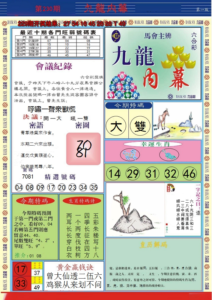 2024230期九龙内幕A