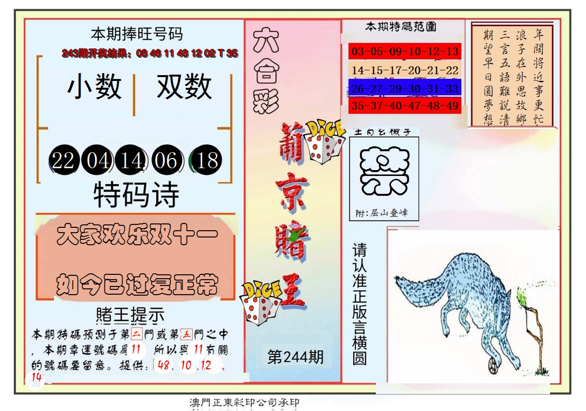 2024244期葡京赌王彩