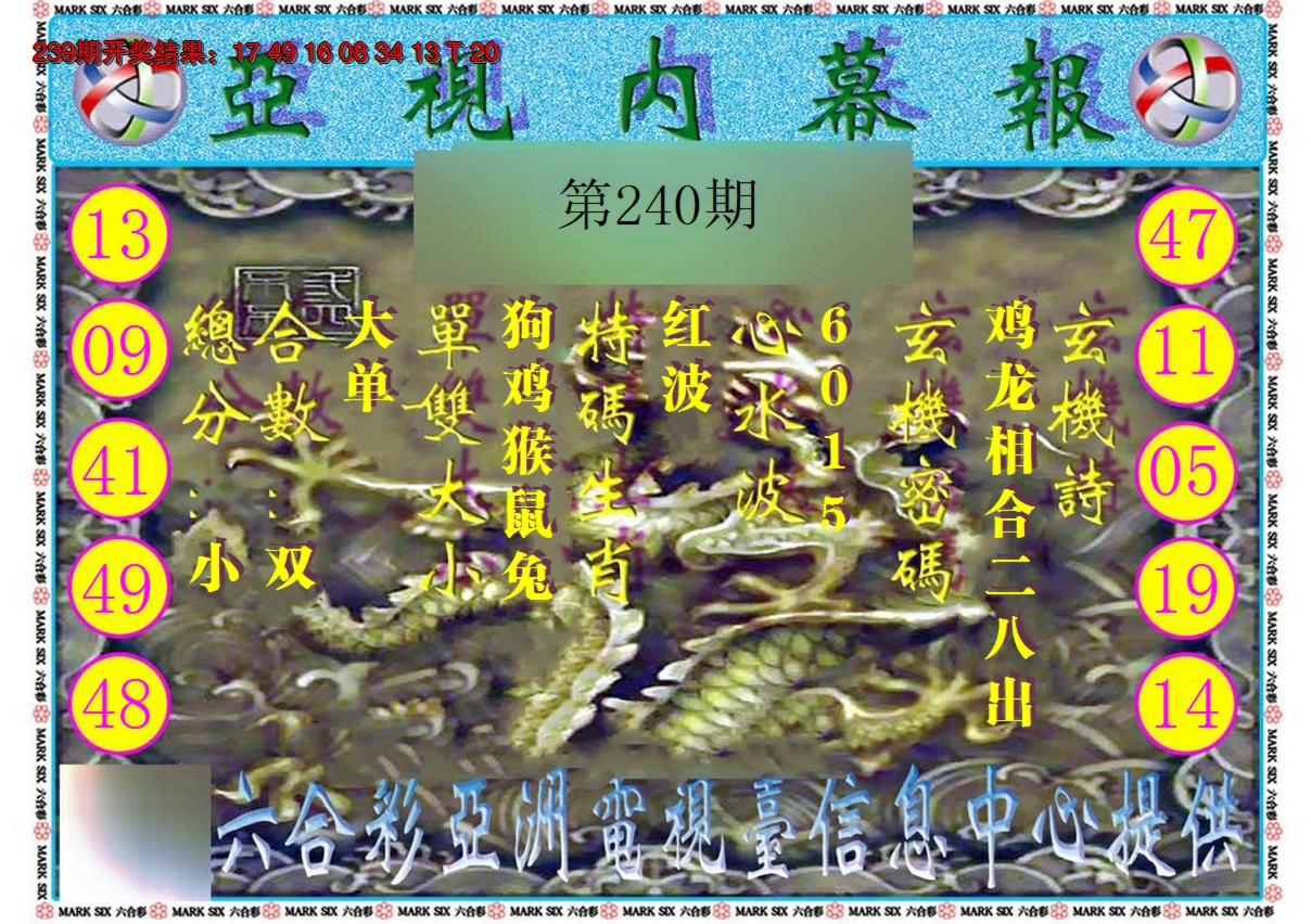 2024240期亚视内幕报