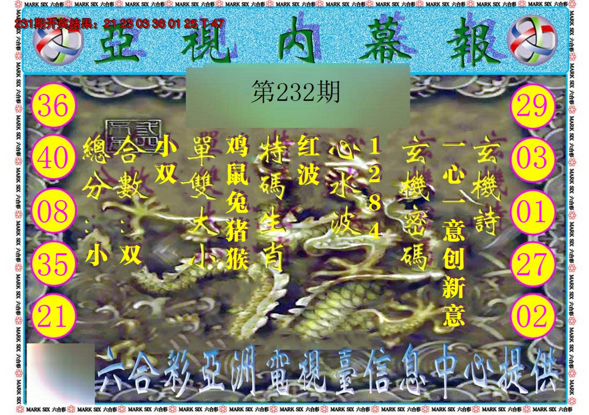2024232期亚视内幕报