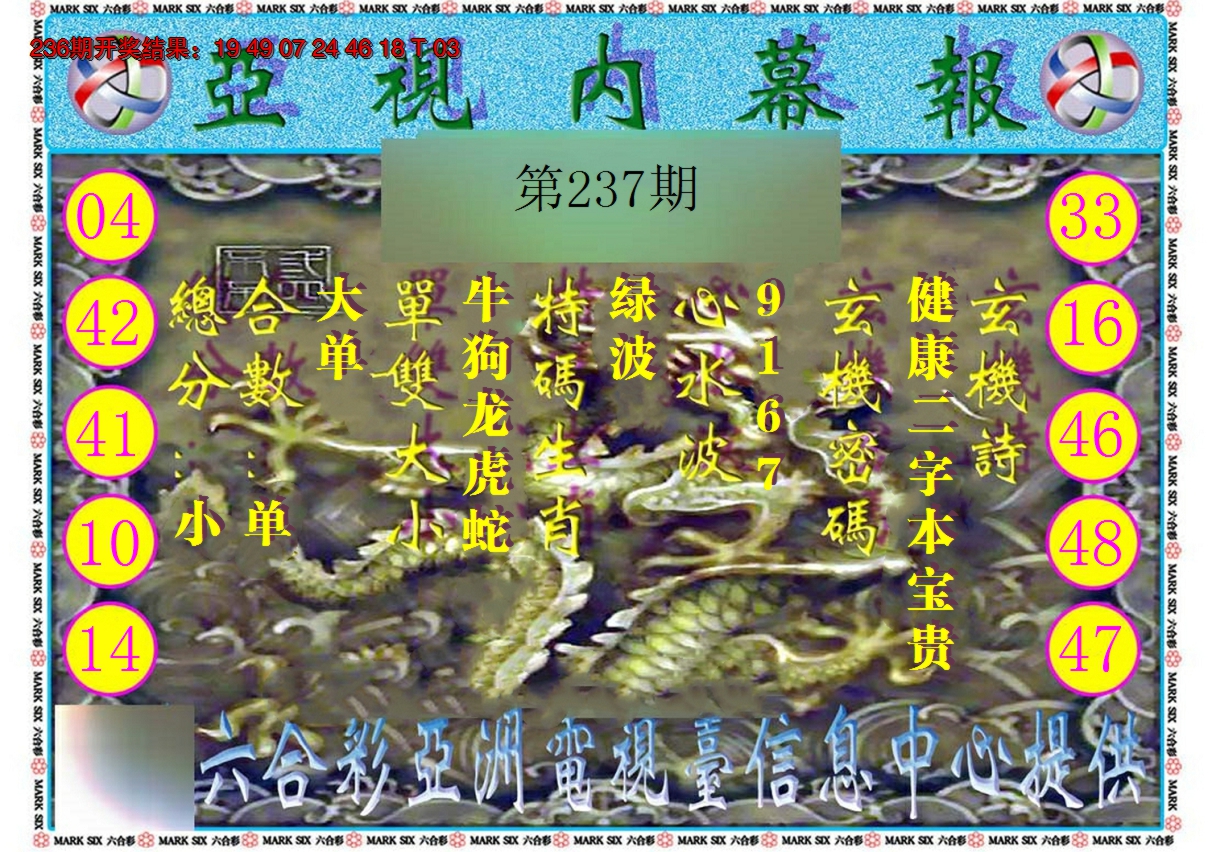 2024237期亚视内幕报