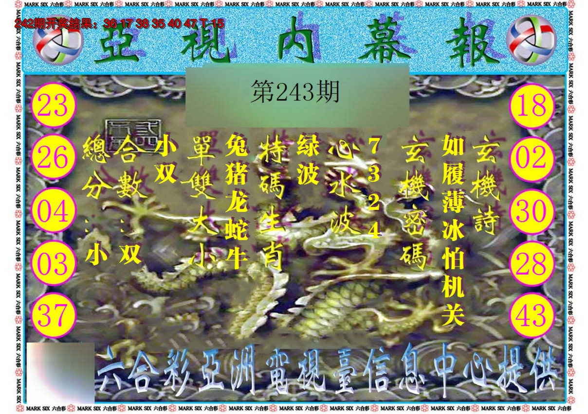 2024243期亚视内幕报