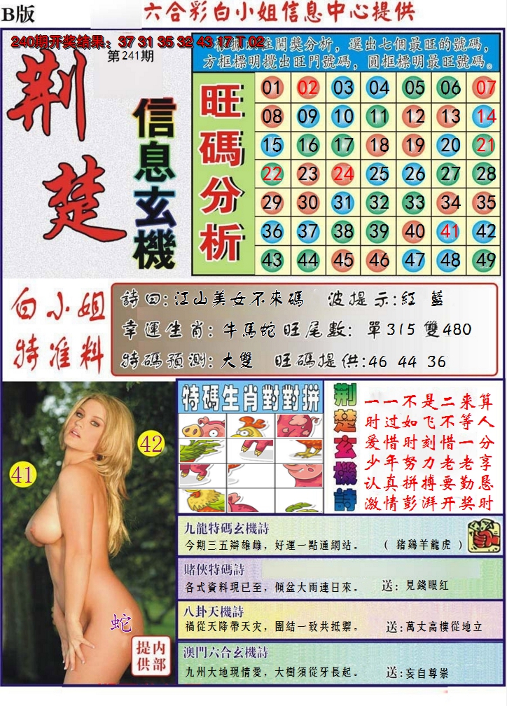 2024241期荆楚信息玄机B