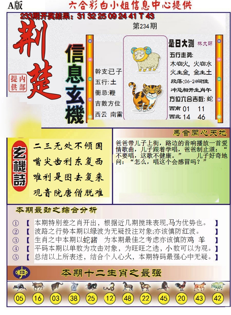 2024234期荆楚信息玄机A