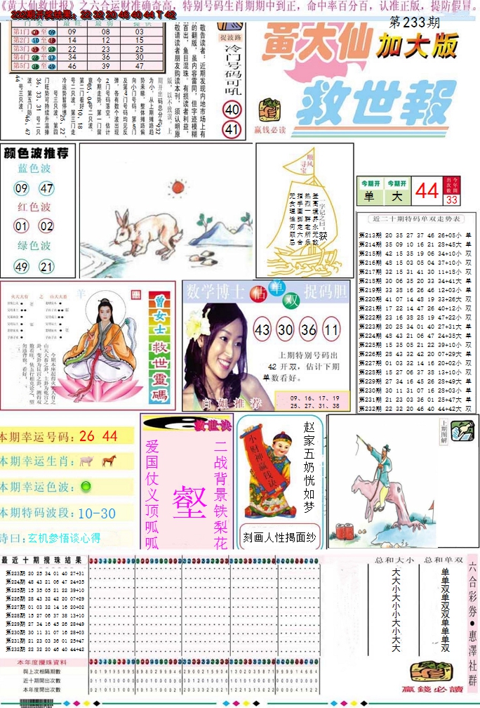 2024233期黄大仙救世A加大版