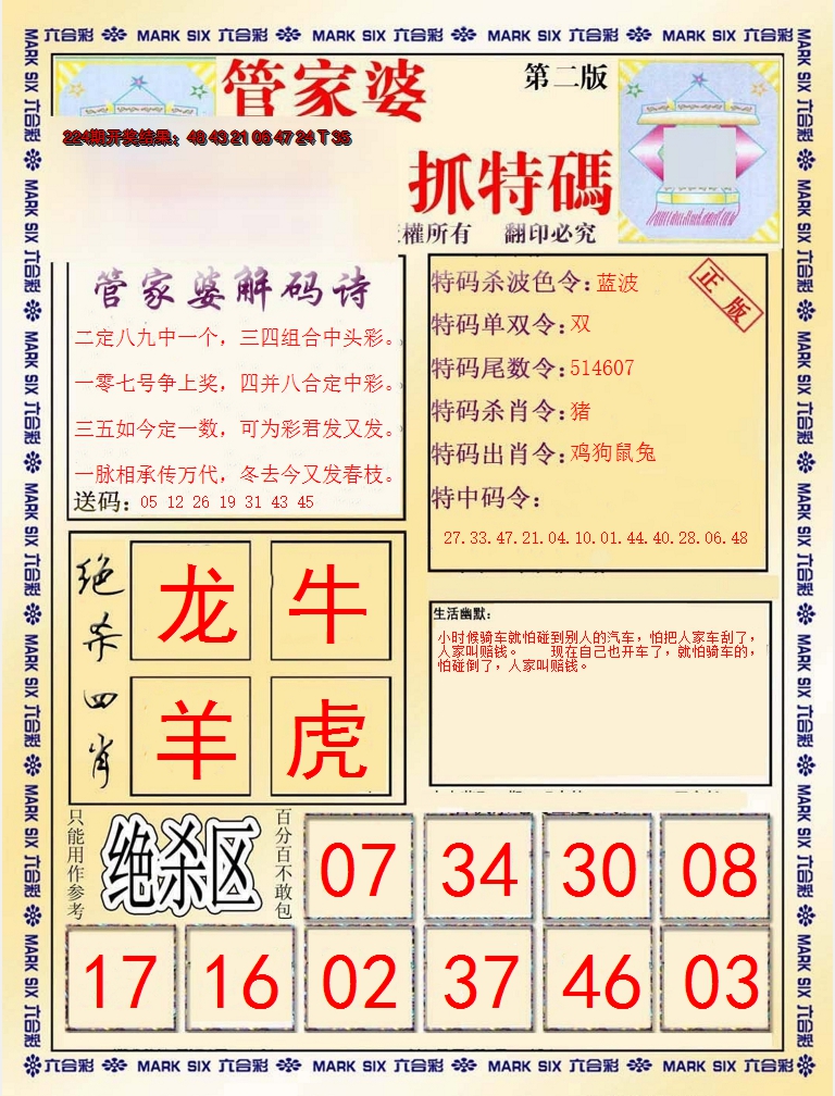2024225期管家婆抓特码B