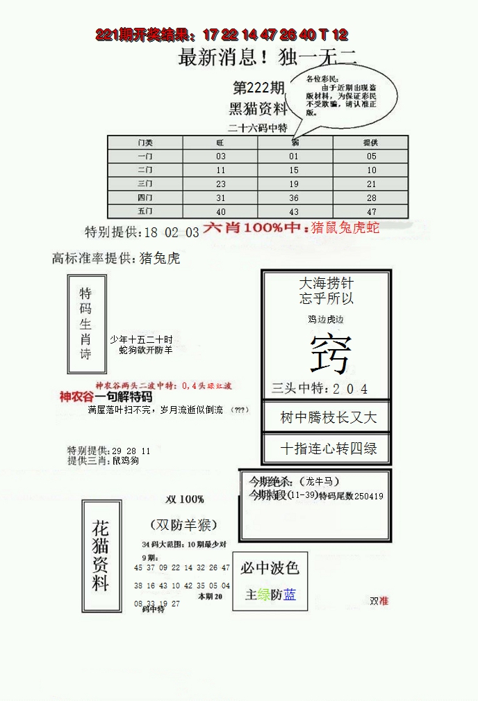 2024222期独一无二(正)