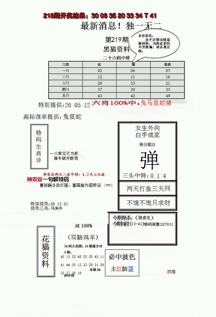 2024219期独一无二(正)