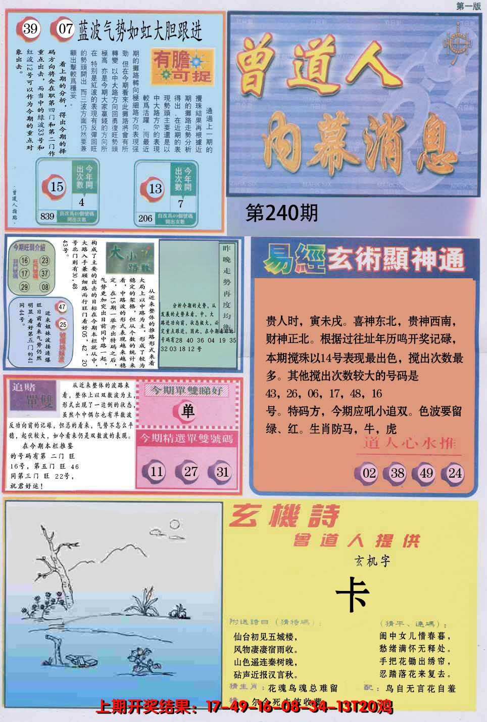 2024240期曾道人内幕消息A
