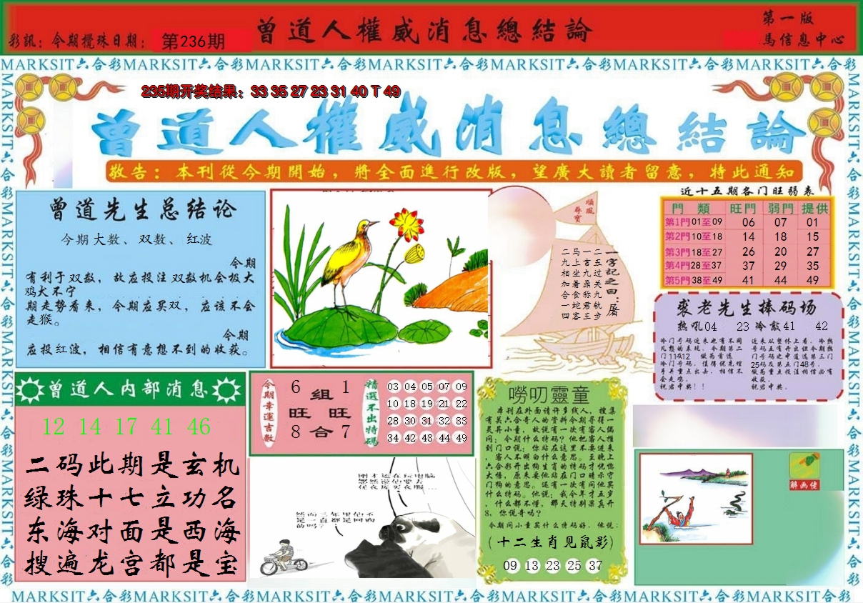 2024236期曾道人权威消息A