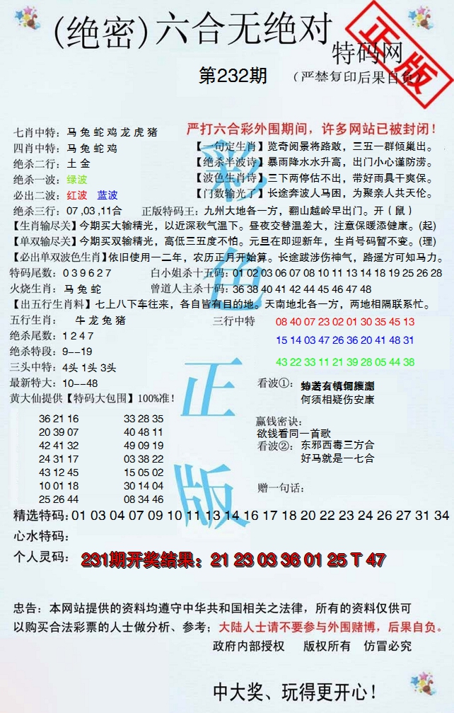 2024232期六合无绝对