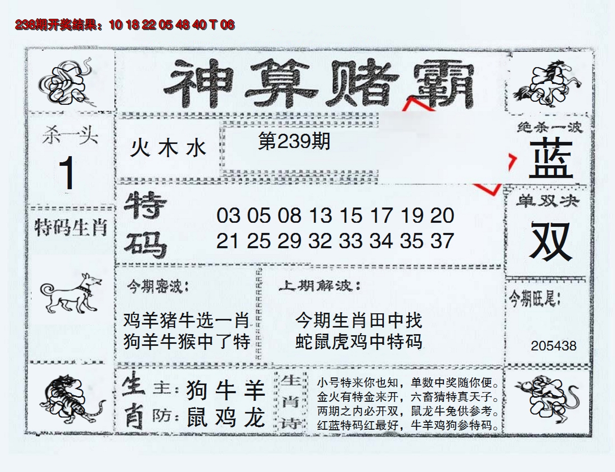 2024239期神算赌霸