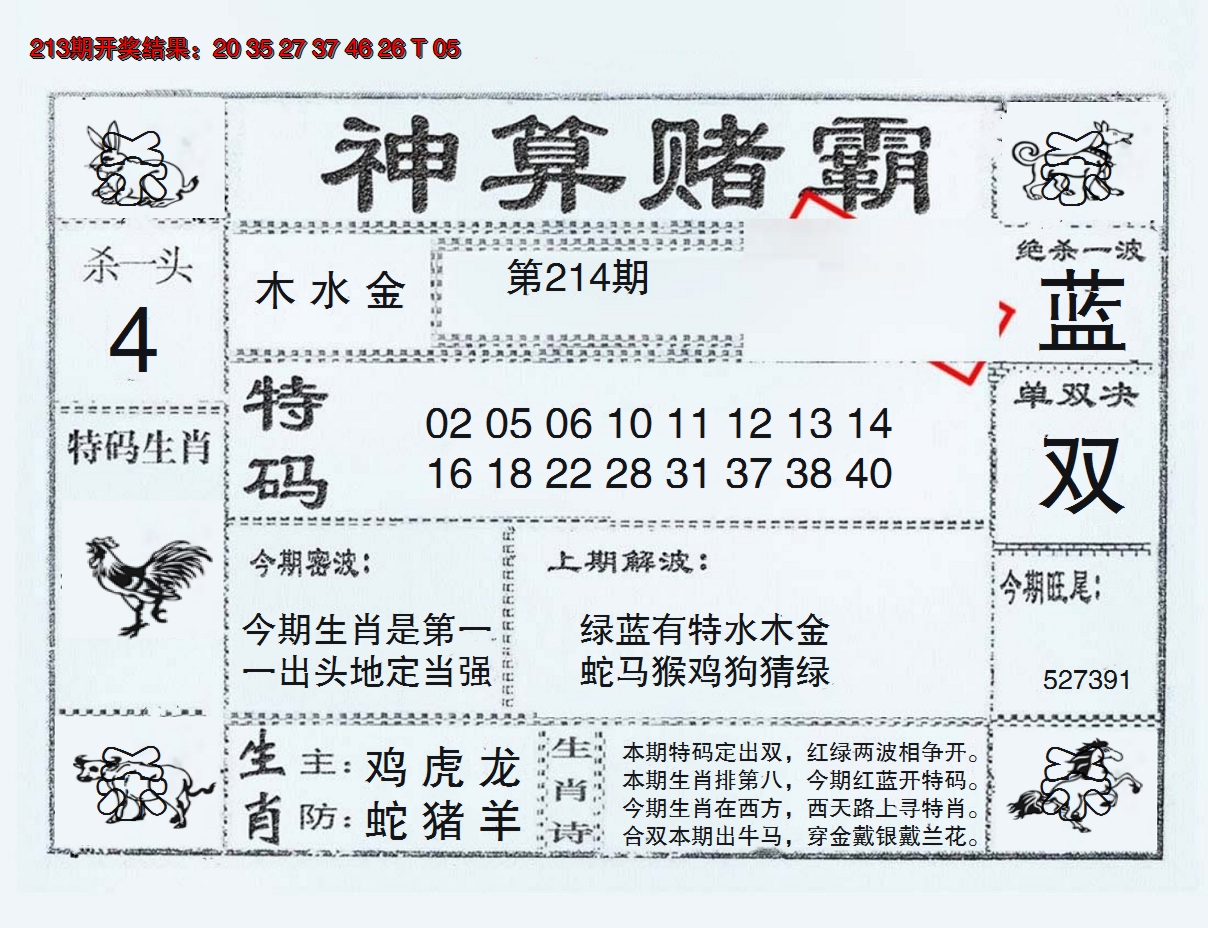 2024214期神算赌霸