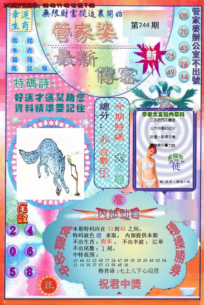 2024244期管家婆新传密