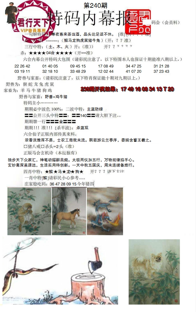 2024240期特码内幕报