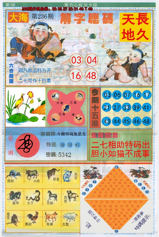 2024236期东方心经B加大版