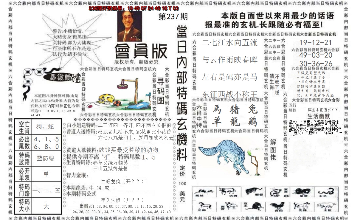 2024237期当日特码玄机报