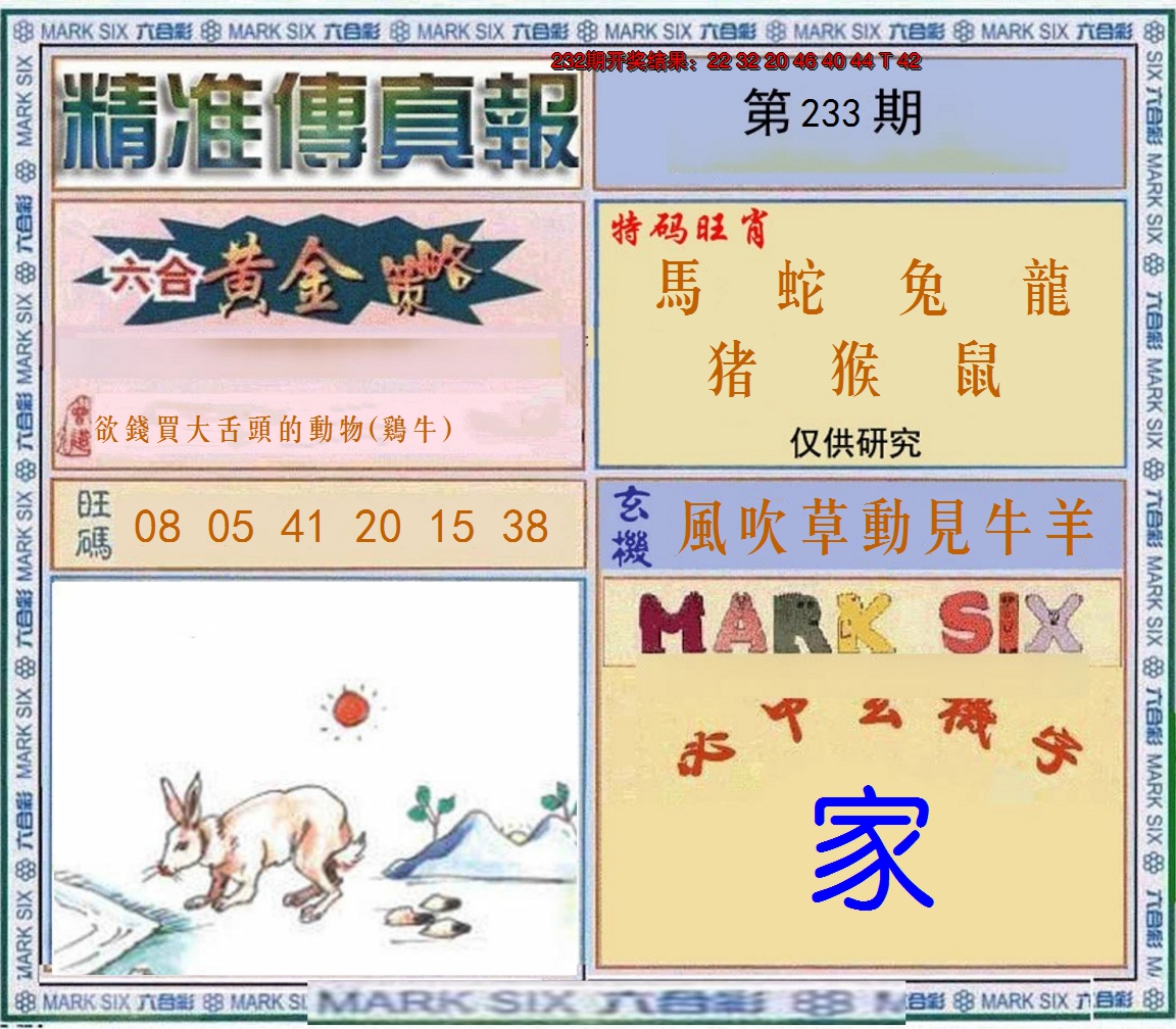 2024233期精准<傳真報>