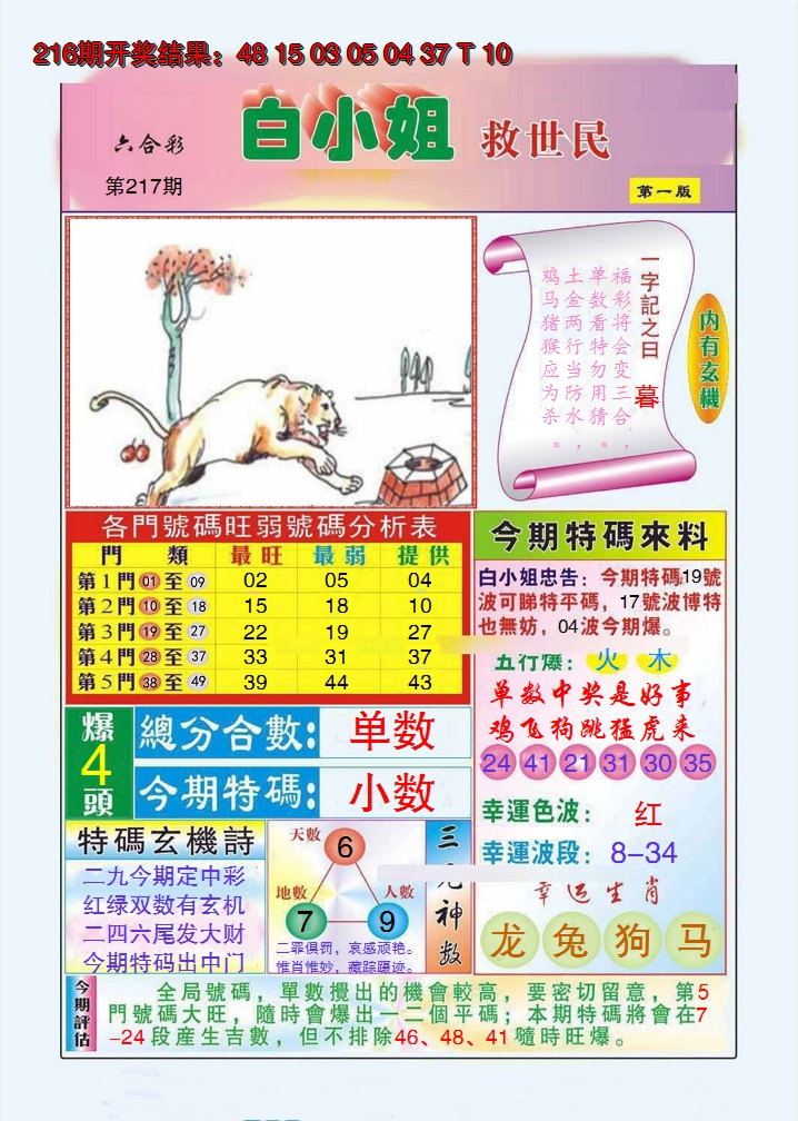 2024217期白小姐救世民A