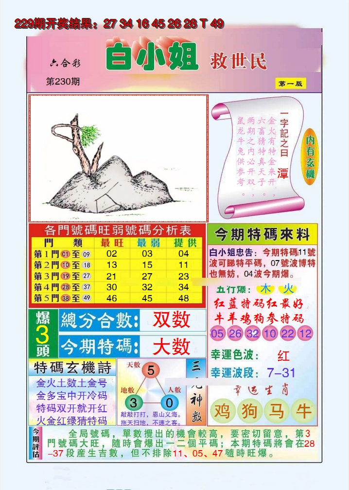 2024230期白小姐救世民A