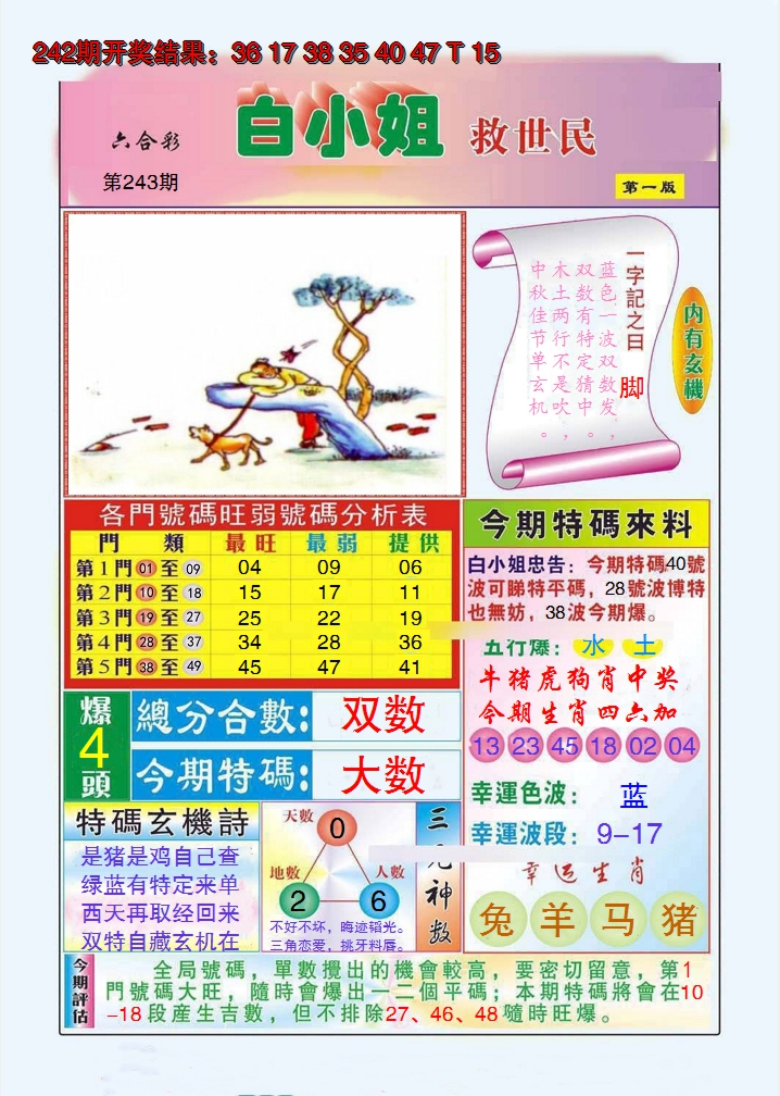 2024243期白小姐救世民A