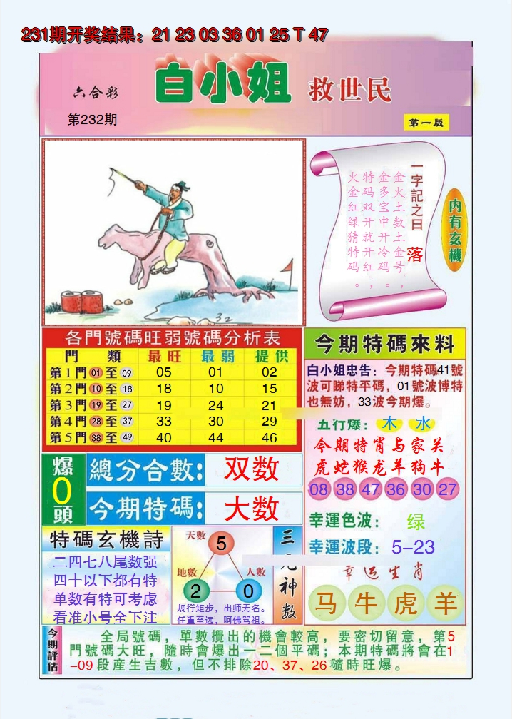 2024232期白小姐救世民A