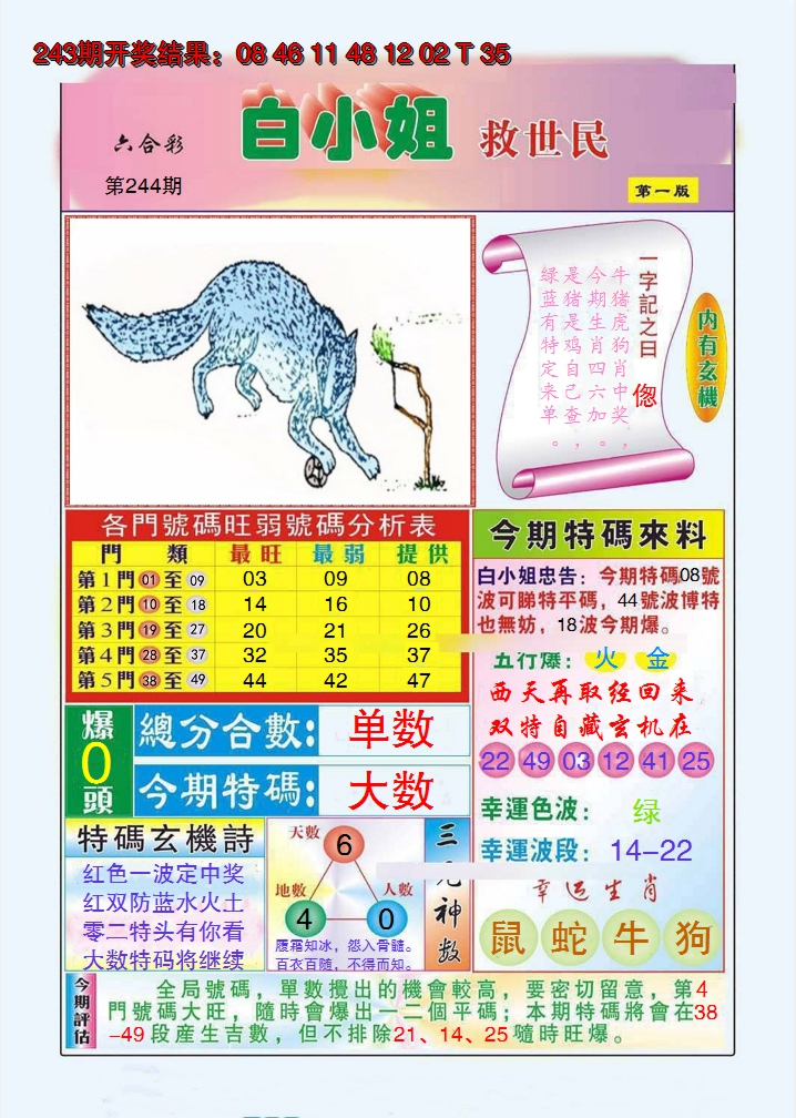 2024244期白小姐救世民A