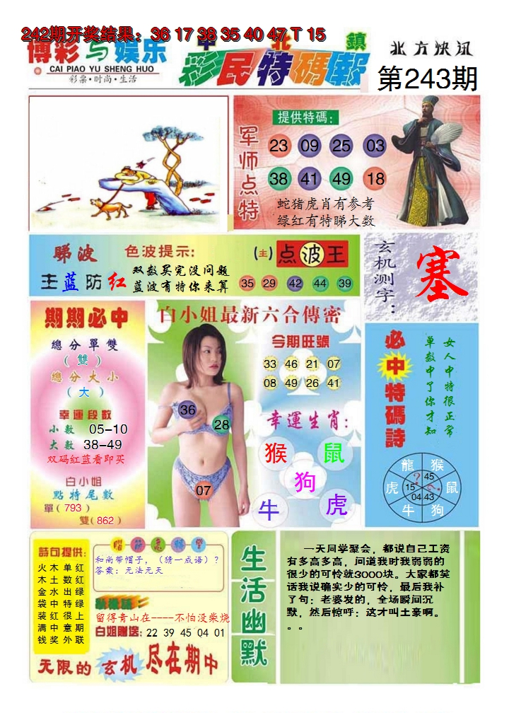2024243期中北彩民特码报
