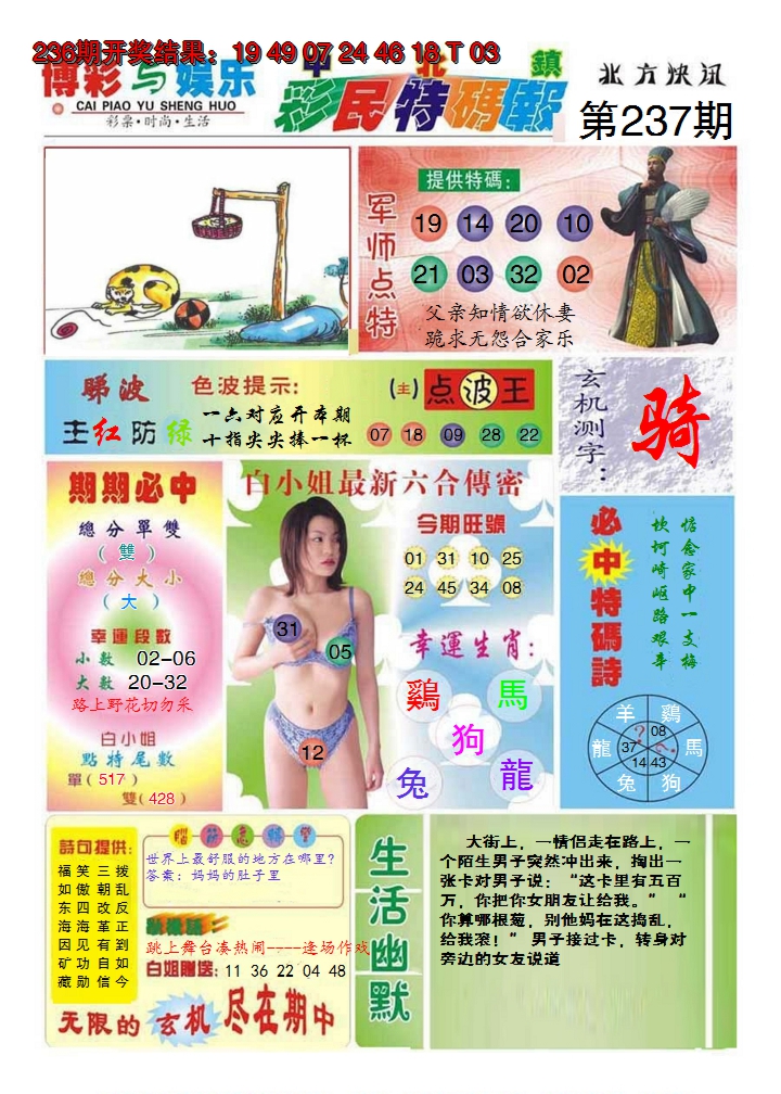 2024237期中北彩民特码报