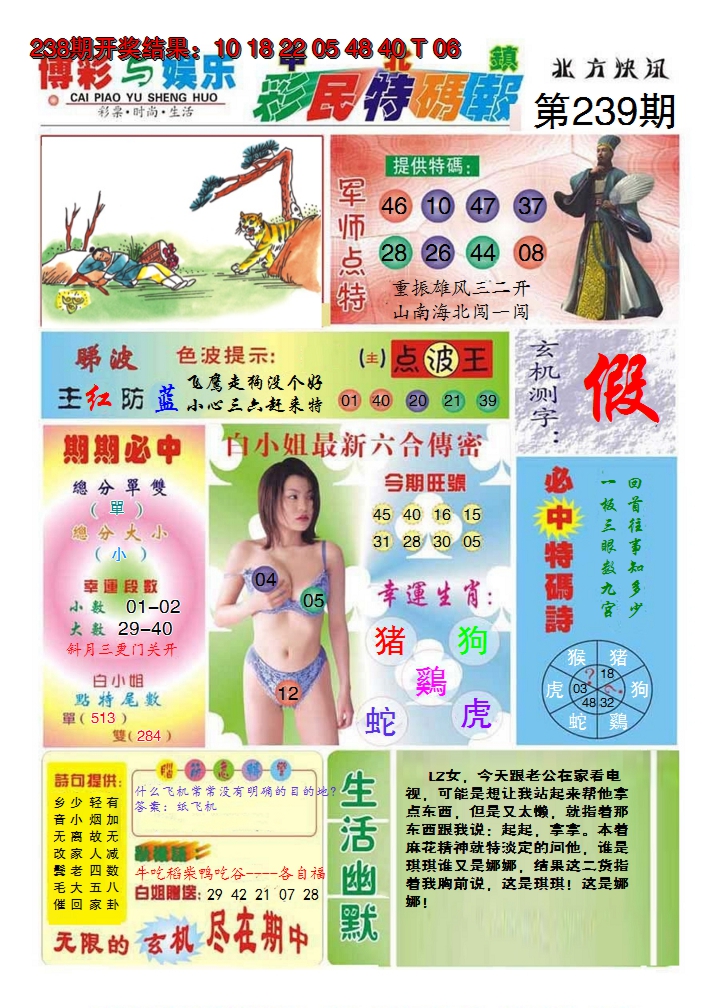 2024239期中北彩民特码报
