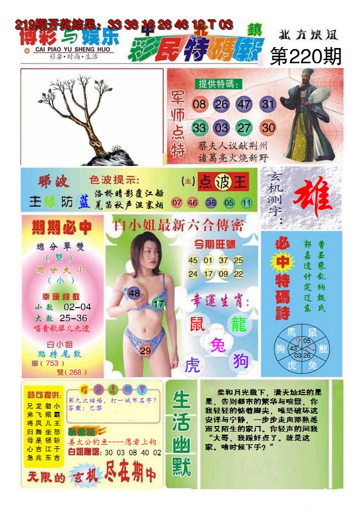 2024220期中北彩民特码报