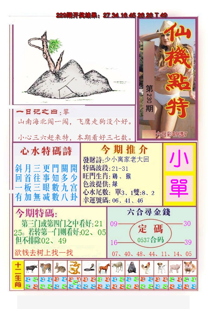2024230期仙机点特