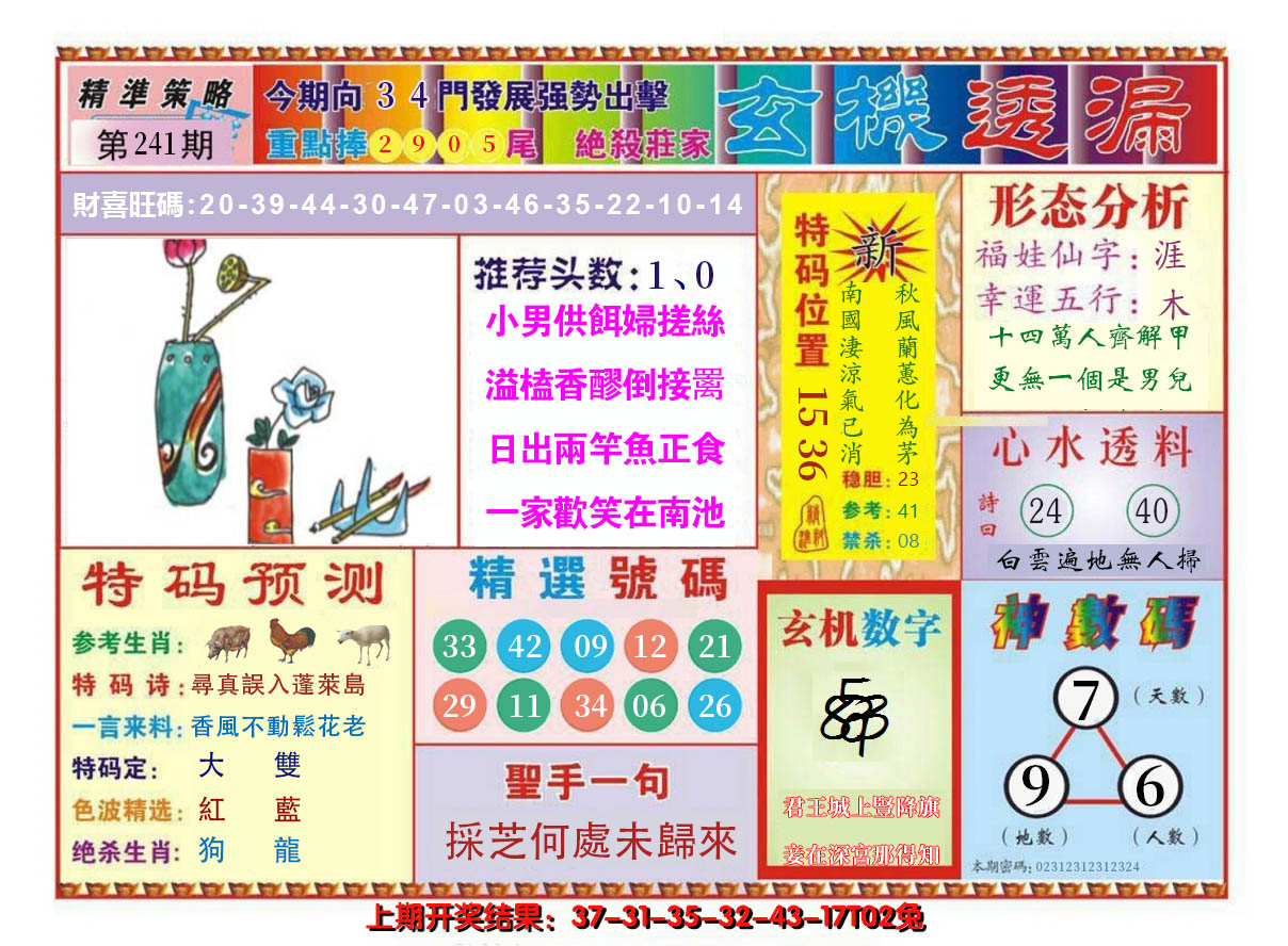 2024241期玄机透漏