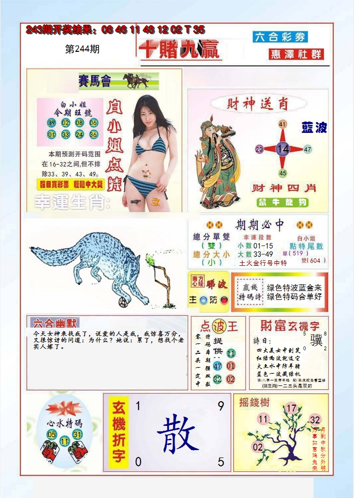 2024244期十赌九羸