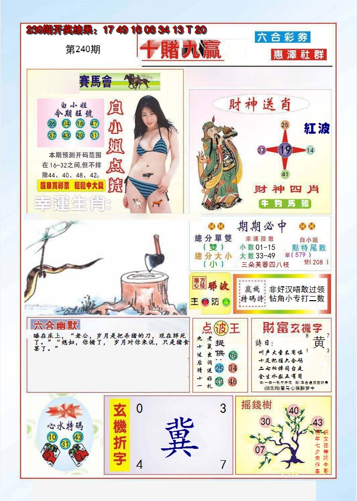 2024240期十赌九羸
