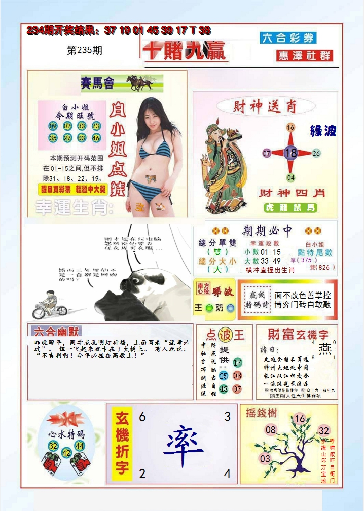 2024235期十赌九羸