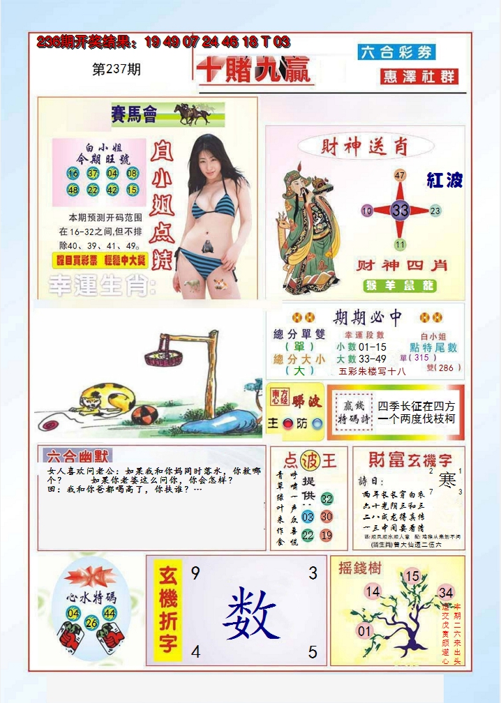 2024237期十赌九羸