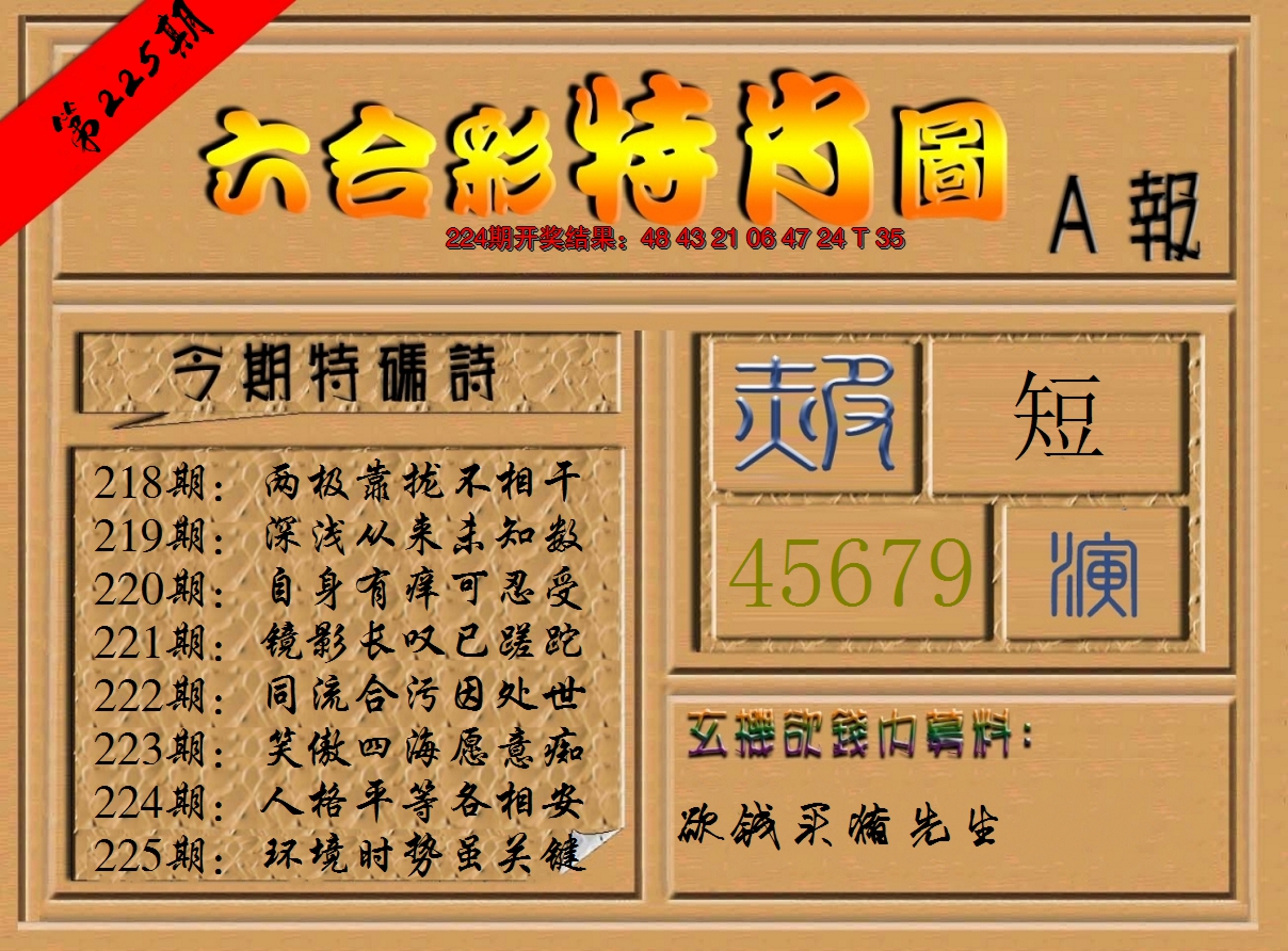 2024225期六合彩特肖图a