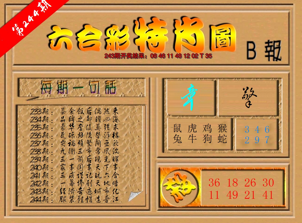 2024244期六合彩特肖图b