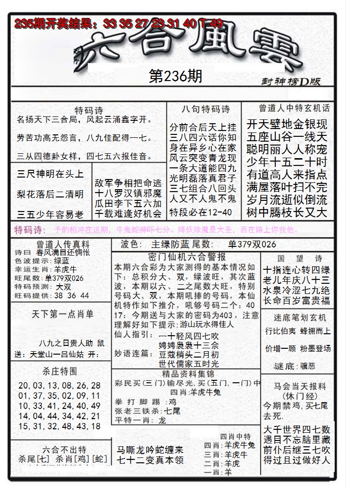 2024236期六合风云A