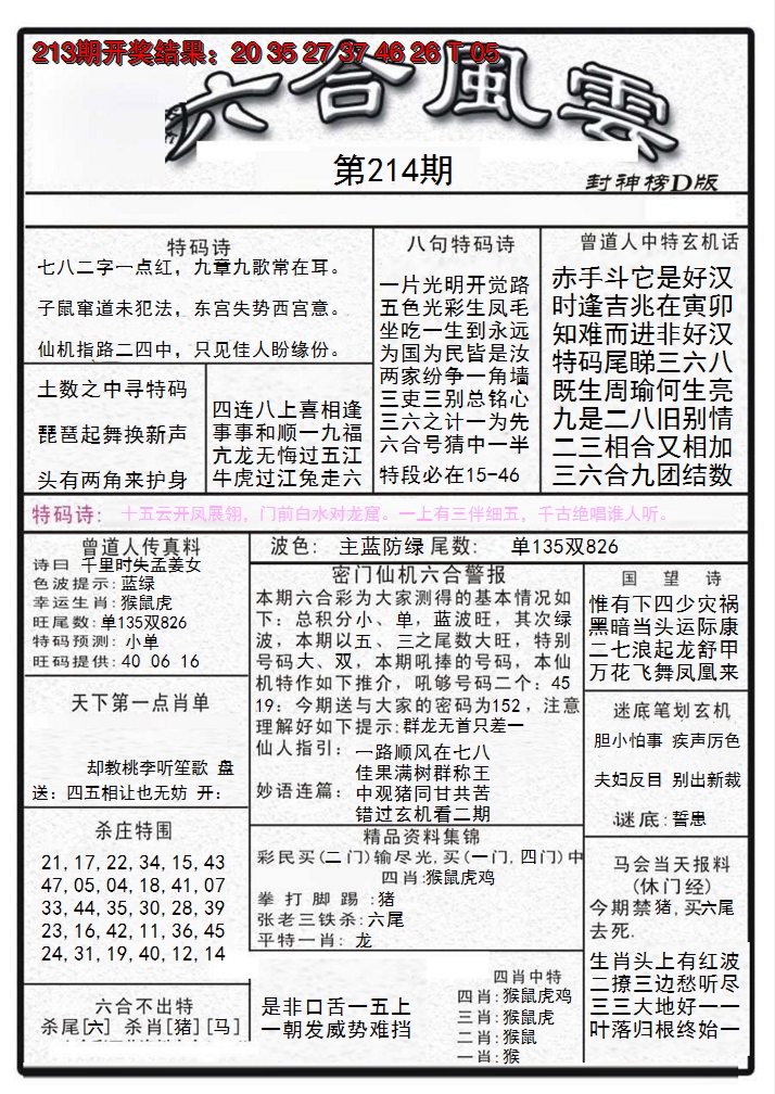 2024214期六合风云A