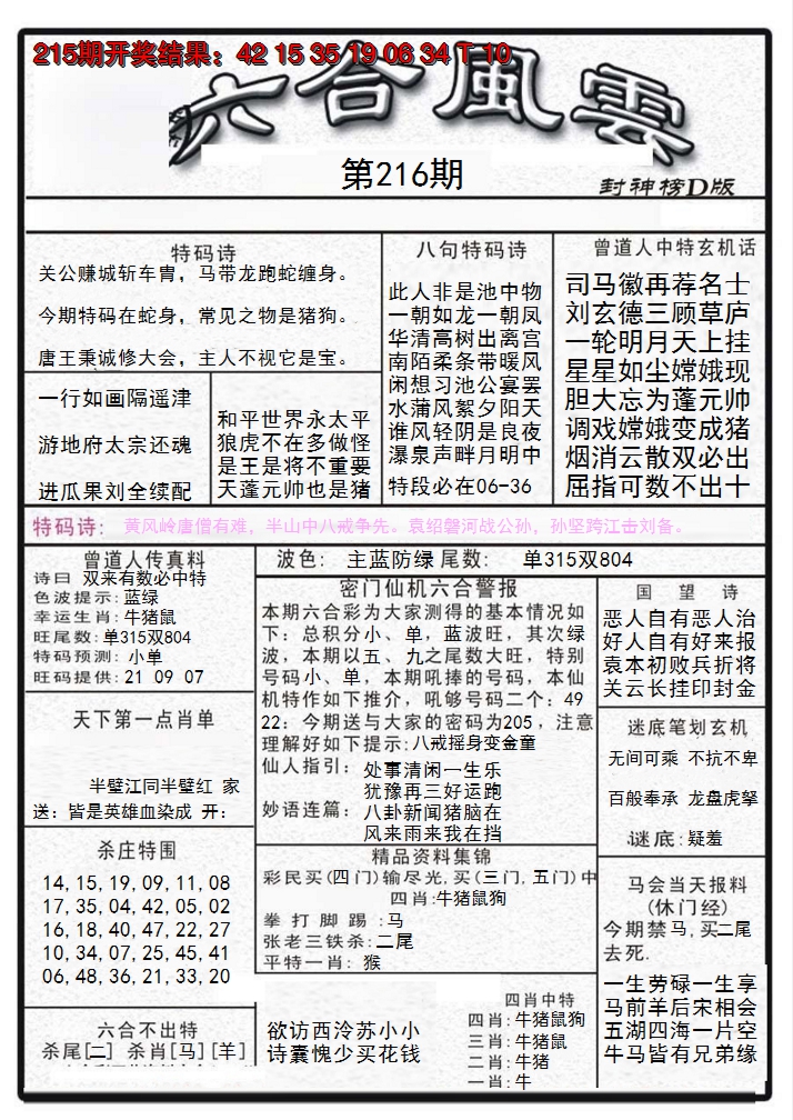 2024216期六合风云A
