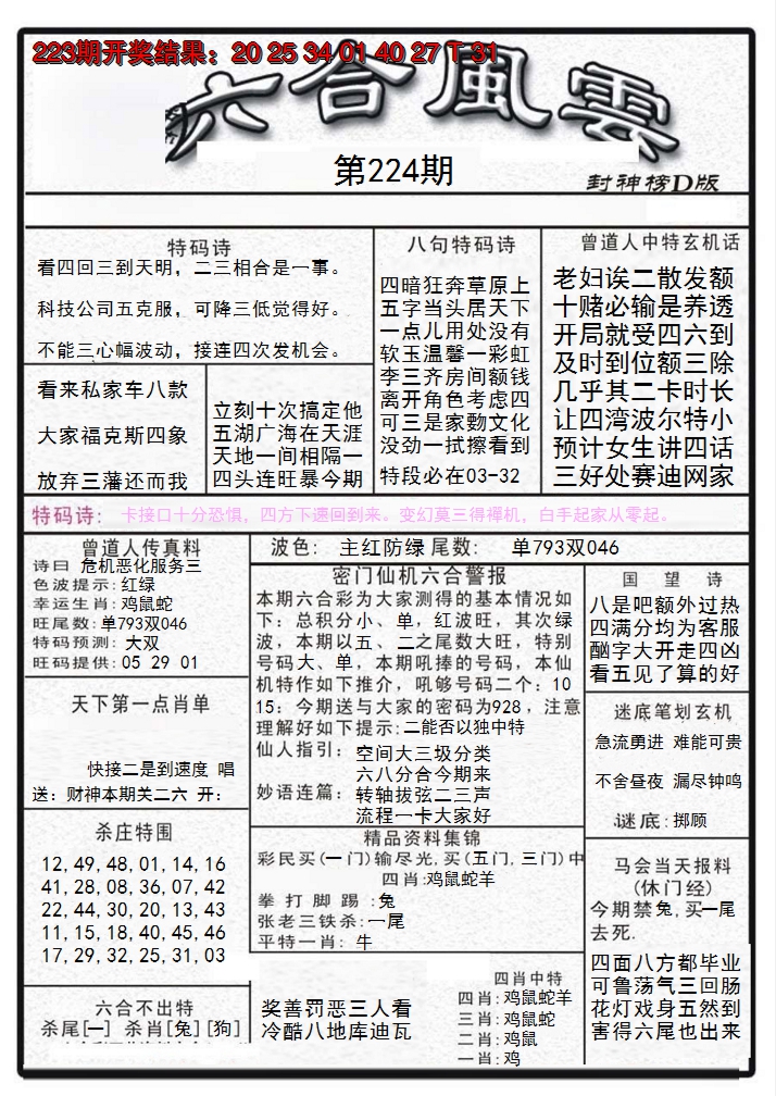 2024224期六合风云A