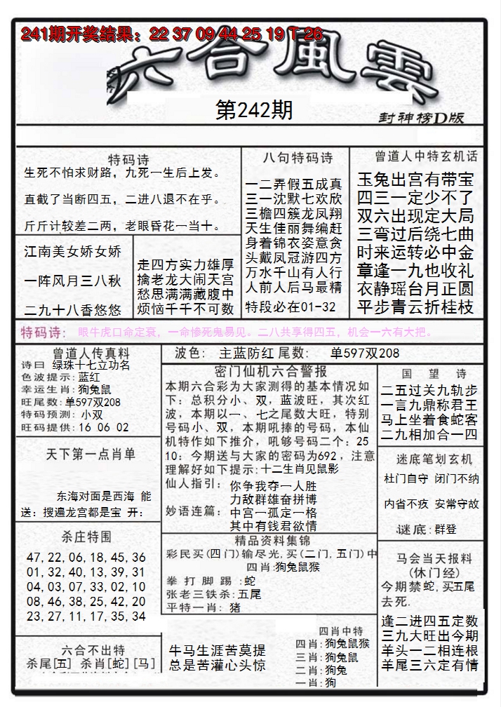 2024242期六合风云A