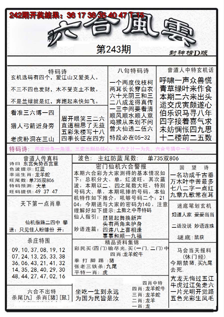 2024243期六合风云A