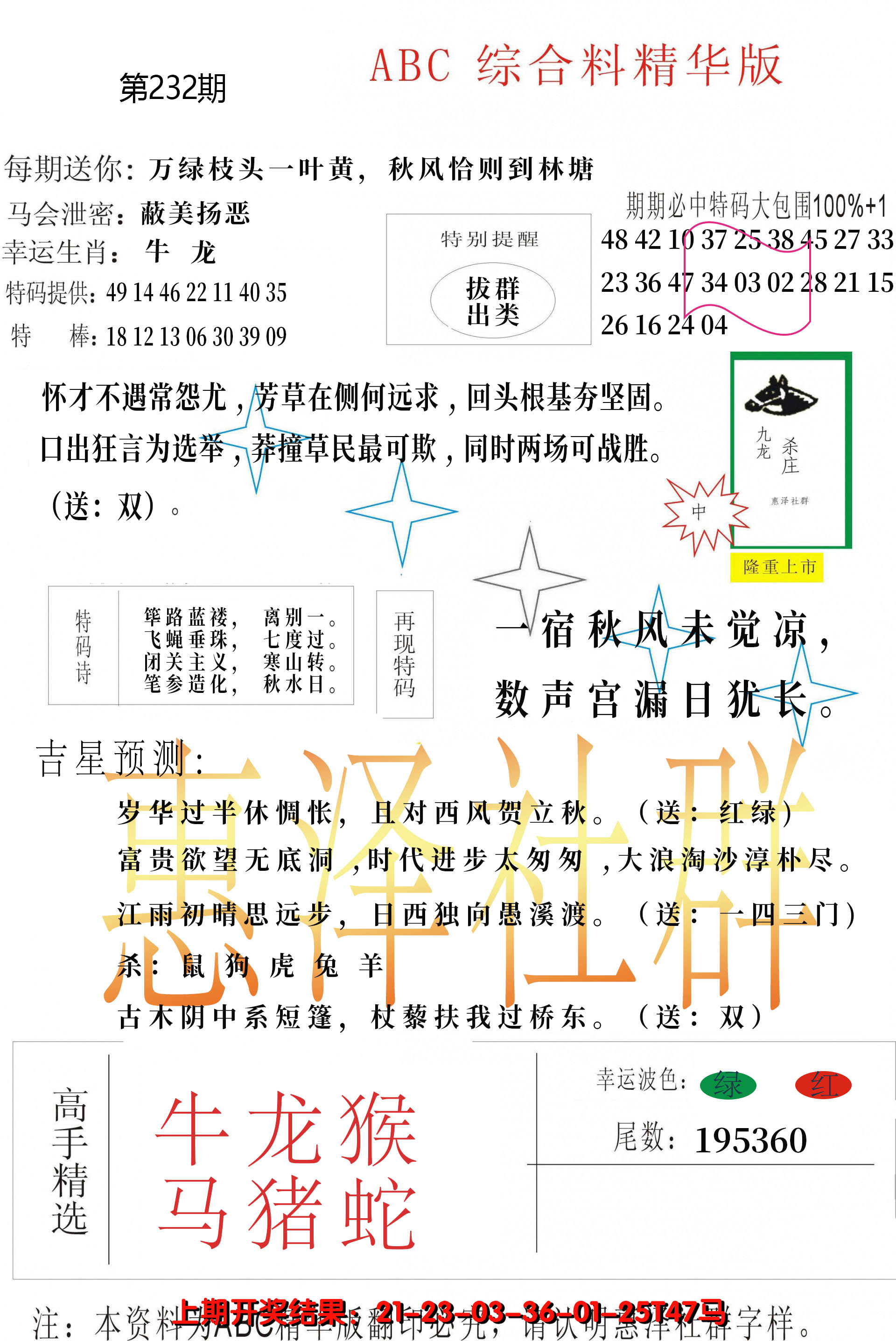 2024232期综合正版资料