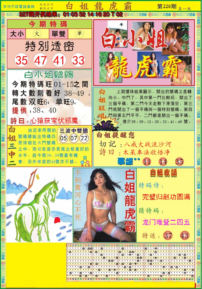 2024228期白小姐龙虎霸A