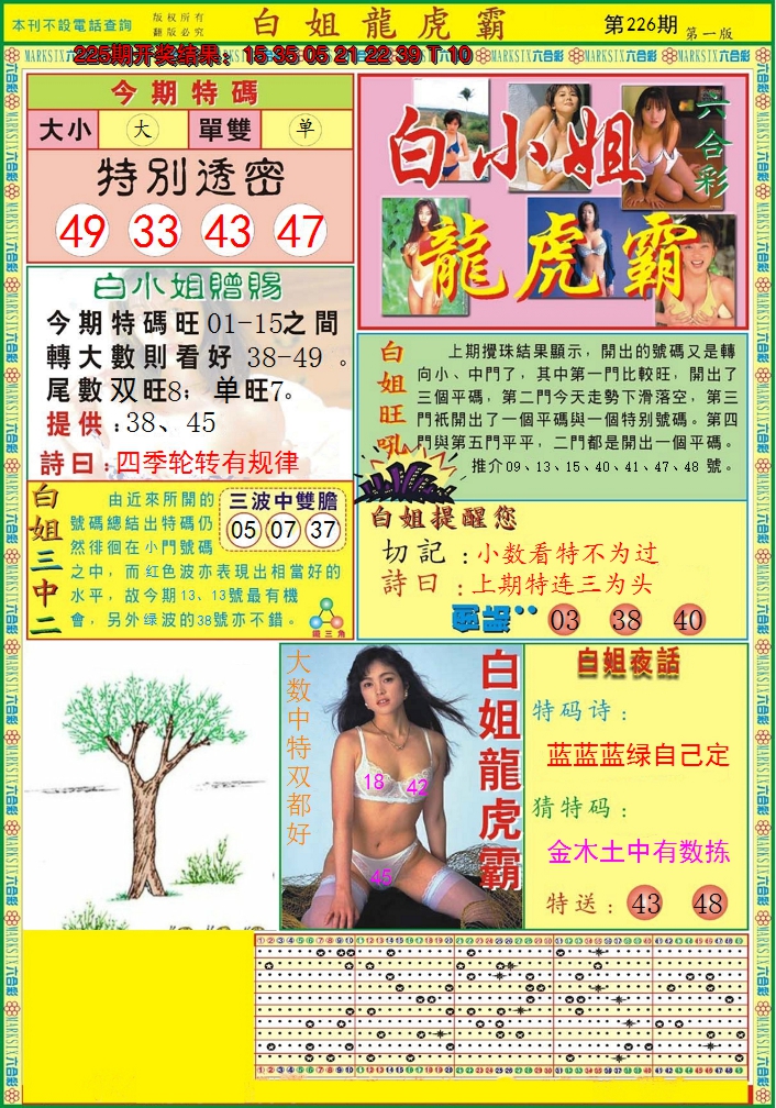 2024226期白小姐龙虎霸A