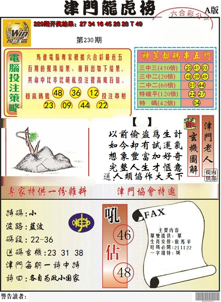 2024230期津门龙虎榜A